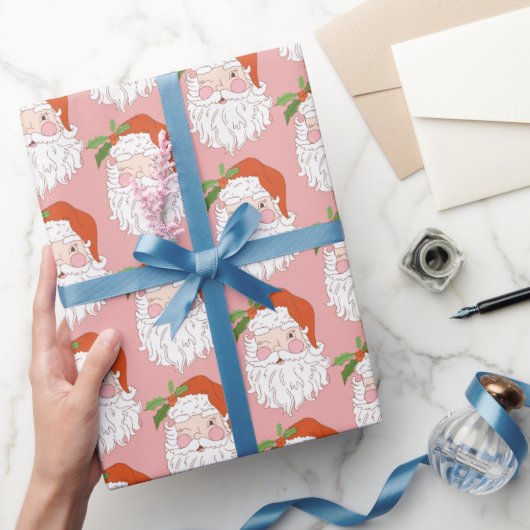 Gezellige Retro Roze Sinterklaas Kerstmis Cadeaupapier (Geschenken)