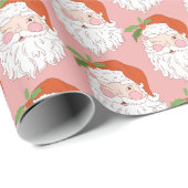 Gezellige Retro Roze Sinterklaas Kerstmis Cadeaupapier (Rol Hoek)