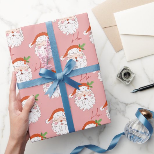 Gezellige Retro Roze Sinterklaas Kerstmis Cadeaupapier (Geschenken)