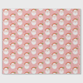 Gezellige Retro Roze Sinterklaas Kerstmis Cadeaupapier (Vlak)