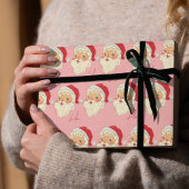 Gezellige Retro Roze Sinterklaas Kerstmis Cadeaupapier
