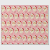 Gezellige Retro Roze Sinterklaas Kerstmis Cadeaupapier (Vlak)