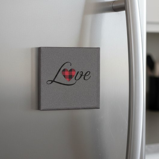 Gezellige Rode Buffalo Plaid Love Knit Patroon Magneet