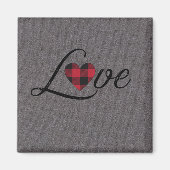 Gezellige Rode Buffalo Plaid Love Knit Patroon Magneet (Voorkant)
