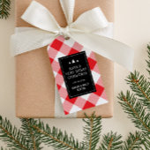 Gezellige rode en witte Buffalo Plaid Kerstmis Cadeaulabel