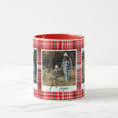 Gezellige rode en witte geruite stof Familiefoto's Mok (Midden)