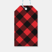 Gezellige rode en zwarte buffel speelde Kerstmis Cadeaulabel (Achterkant)