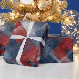 Gezellige rode marineblauwe winter vorst geruite p cadeaupapier