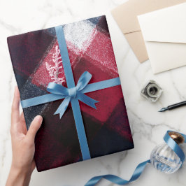 Gezellige rode marineblauwe winter vorst geruite p cadeaupapier