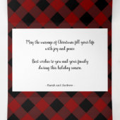 Gezellige rode plaid multi foto kerst drieluik wenskaart (Binnenkant midden)