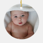 Gezellige rode sjaal Polar Beer Baby's eerste kers Keramisch Ornament (Achterkant)