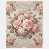 Gezellige  Roze Bloem Fleece Deken (Voorkant)