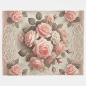 Gezellige  Roze Bloem Fleece Deken (Voorkant (Horizontaal))