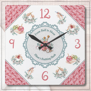 Gezellige Roze Brei- en Haak Kamer Decoratie Klok