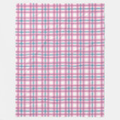 Gezellige roze en blauwe tartan fleece deken (Voorkant)