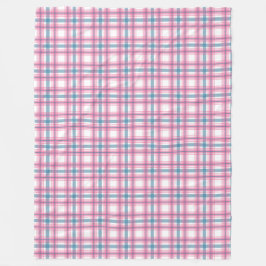Gezellige roze en blauwe tartan fleece deken