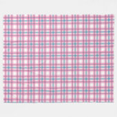 Gezellige roze en blauwe tartan fleece deken (Voorkant (Horizontaal))