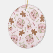 Gezellige Roze Pastelkleurige Cake & Strik Kerstmu Keramisch Ornament (Links)