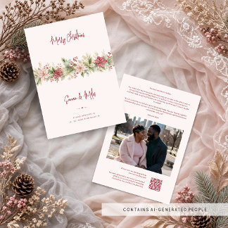 Gezellige Roze Poinsettia Wintertrouw TLW26 Save The Date