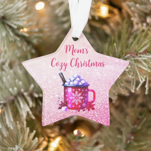 Gezellige Roze Warme Chocolade Kerstmis Ornament (Boom)