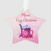 Gezellige Roze Warme Chocolade Kerstmis Ornament (achterkant)
