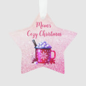 Gezellige Roze Warme Chocolade Kerstmis Ornament (voorkant)