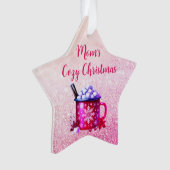 Gezellige Roze Warme Chocolade Kerstmis Ornament (voorkant)