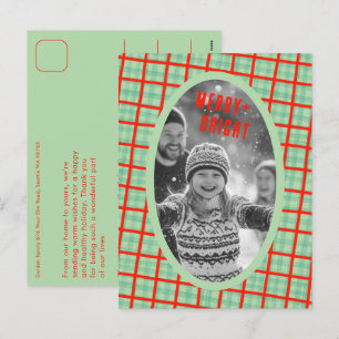 Gezellige ruit gingang kerst aangepaste foto colla feestdagenkaart