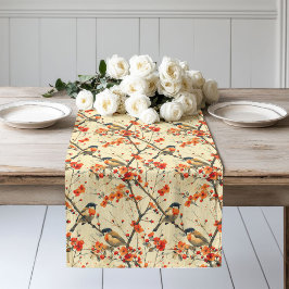 Gezellige Runner met Herfst Birds en Woodland Flor Lange Tafelloper