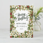 Gezellige Rustieke Evergreen Kerstmis Feestdagenkaart (Staand voorkant)