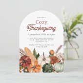 Gezellige rustieke Herfst Thanksgiving Dinner Part Kaart (Staand voorkant)