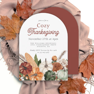 Gezellige rustieke Herfst Thanksgiving Dinner Part Kaart