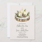 Gezellige Rustieke Kaars Kerstmis Open House Party Kaart (Voorkant)