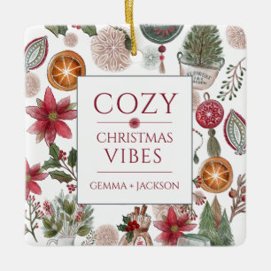 Gezellige rustieke kerst Waterverf kerst Keramisch Ornament