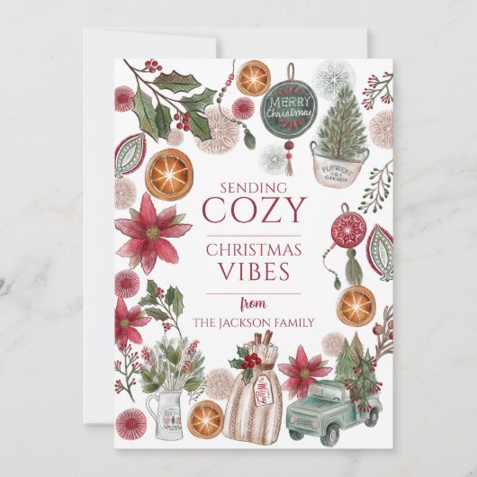 Gezellige rustieke kerstvibes feestdagenkaart (Voorkant)