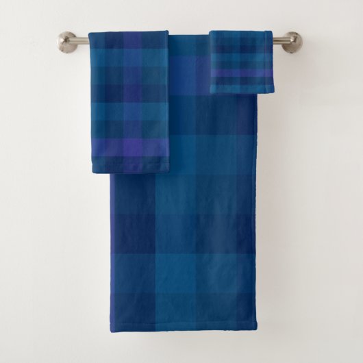 Gezellige rustieke marineblauwe geometrische ruitp bad handdoek (Insitu)