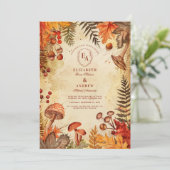 Gezellige rustieke val verlaat bruiloft kaart (Staand voorkant)