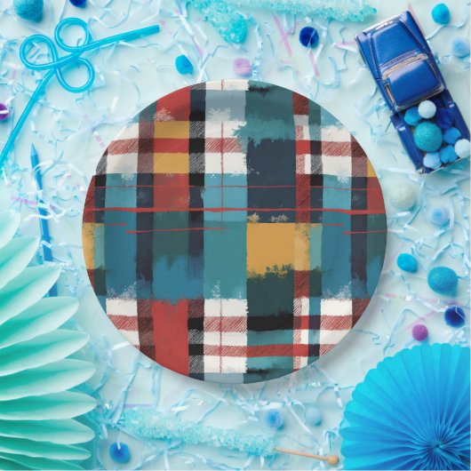 Gezellige Rustieke Winter Geplay in Blauwgroen Roo Papieren Bordje (Feest)