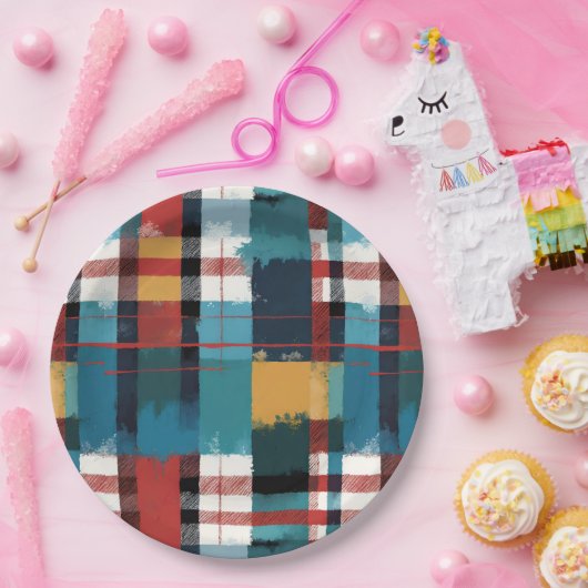 Gezellige Rustieke Winter Geplay in Blauwgroen Roo Papieren Bordje (Feest)