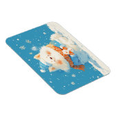 Gezellige Samoyed Hond met Mini Sneeuwman Magneet (Rechterzijde)
