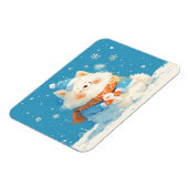 Gezellige Samoyed Hond met Mini Sneeuwman Magneet (Linkerzijde)