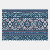 Gezellige Scandinavische Blauwe & Perzik Winter Tr Inpakpapier Vel (Voorkant 3)