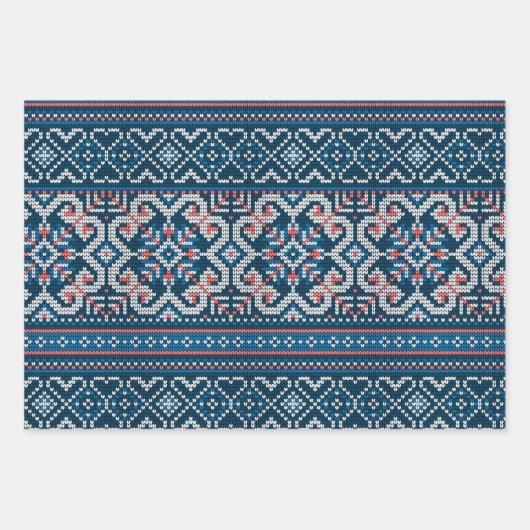 Gezellige Scandinavische Blauwe & Perzik Winter Tr Inpakpapier Vel (Voorkant 3)