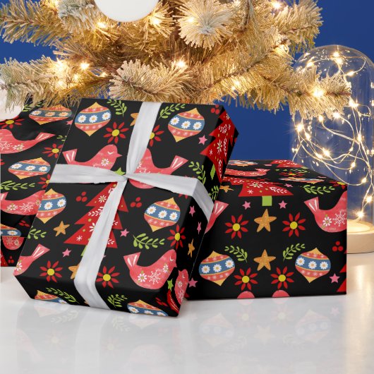 Gezellige Scandinavische volkskunst Kerstmis Cadeaupapier (Feestdagen)