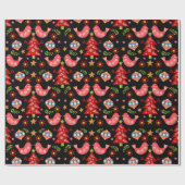 Gezellige Scandinavische volkskunst Kerstmis Cadeaupapier (Vlak)