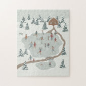Gezellige schaatsbaan Winter illustratie Legpuzzel (Verticaal)