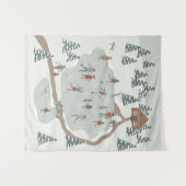 Gezellige schaatsbaan Winter illustratie Wandkleed (Voorkant (horizontaal))