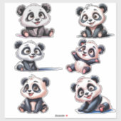 Gezellige schattige cartoon Panda's Sticker (Vel)