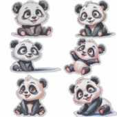 Gezellige schattige cartoon Panda's Sticker (Voorkant)