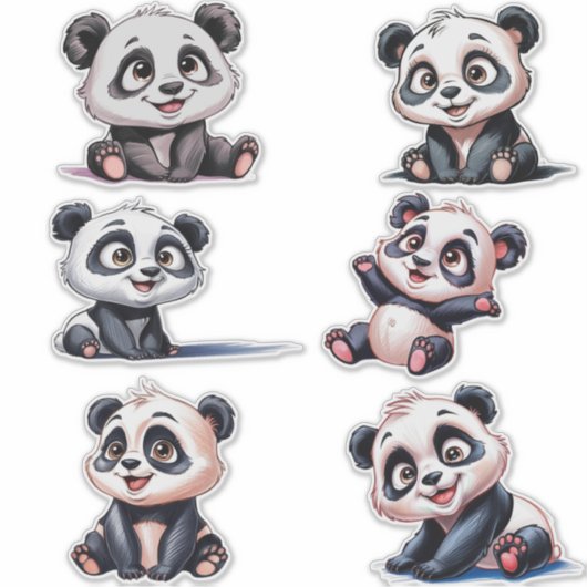 Gezellige schattige cartoon Panda's Sticker (Voorkant)